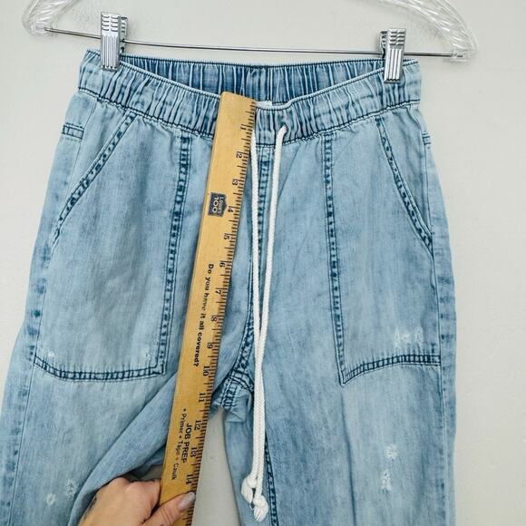 Aerie Denim Blue Jean Straight Leg Drawstring Pants Women’s Size XS - Picture 3 of 8